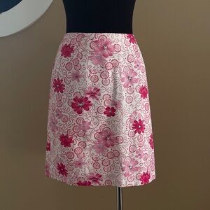 Ann Taylor Spring Floral Skirt | Bright Pink | Size 12